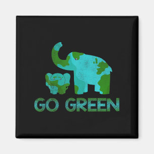Green Go Elephant Nature Climate Protect Hour Day Magnet