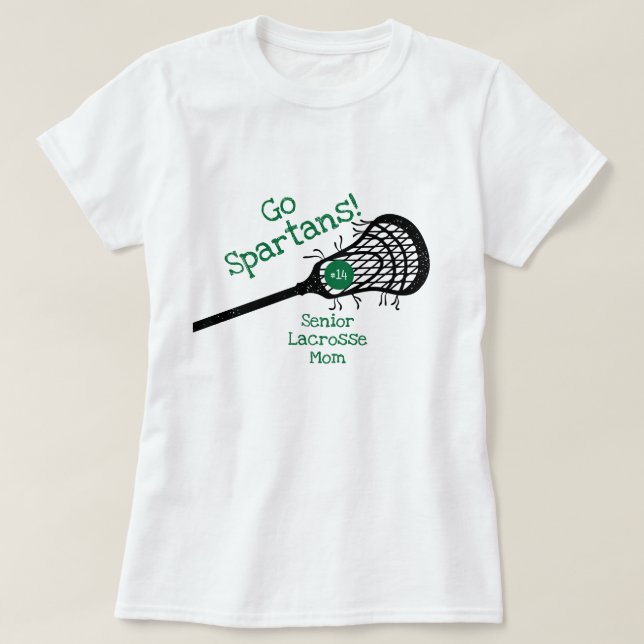 Green Go Team Lacrosse Mom T-Shirt (Design Front)