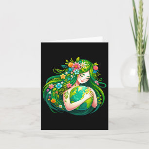 Green Goddess Earth Day Save Our Planet Women Girl Card