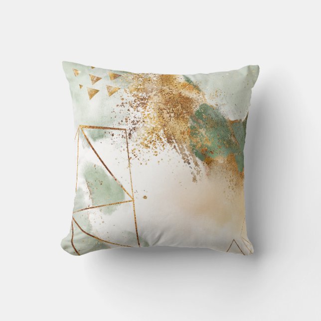 Green Gold Abstract Design Elegant  Throw Pillow (Front)