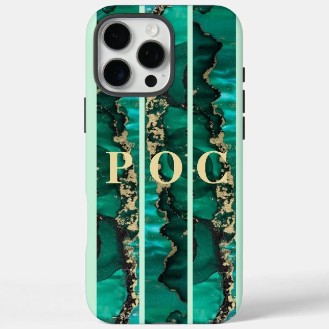 Green Gold Abstract Monogram Case-Mate iPhone Case (Back)