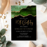 Green Gold Agate 70th Birthday Party Invitation<br><div class="desc">This trendy birthday invitation features a watercolor image of an agate geode in shades of dark, medium, and light green, with faux gold highlights. The words "70th Birthday" appear in faux gold glitter in decorative modern handwriting font. Customize it with the name of the guest of honour in gold art...</div>