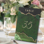 Green Gold Agate Geode Wedding Pedestal Sign<br><div class="desc">Chic emerald green and gold glitter agate wedding table numbers easy to customize.</div>