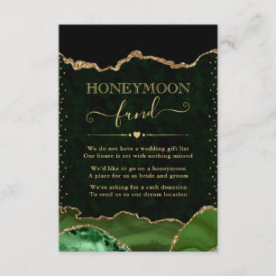Green & Gold Agate Wedding Honeymoon Fund Enclosure Card