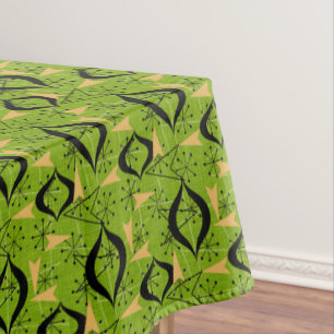 Green, Gold and Black Atomic Mid-Century Modern Tablecloth