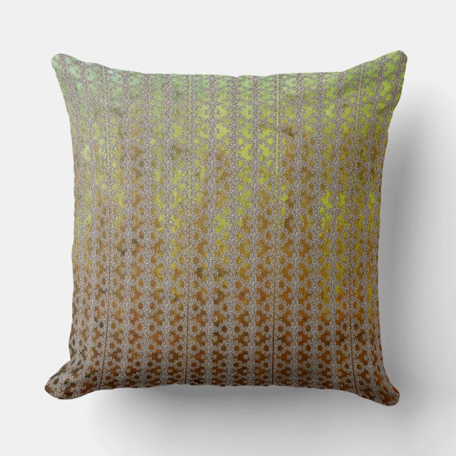 Green, Gold and Brown Ombre Pattern Throw Pillow (Front)