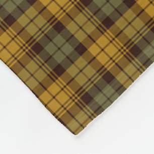Green, Gold and Brown Rustic Plaid Fleece Blanket