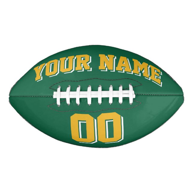 GREEN GOLD AND WHITE Custom Football (Front)