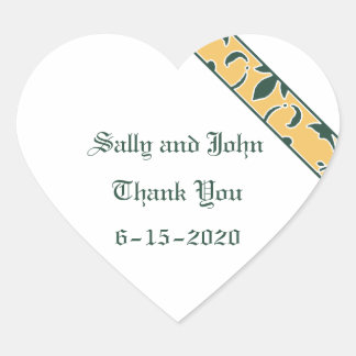 Green, Gold, and White, Damask Favour Sticker