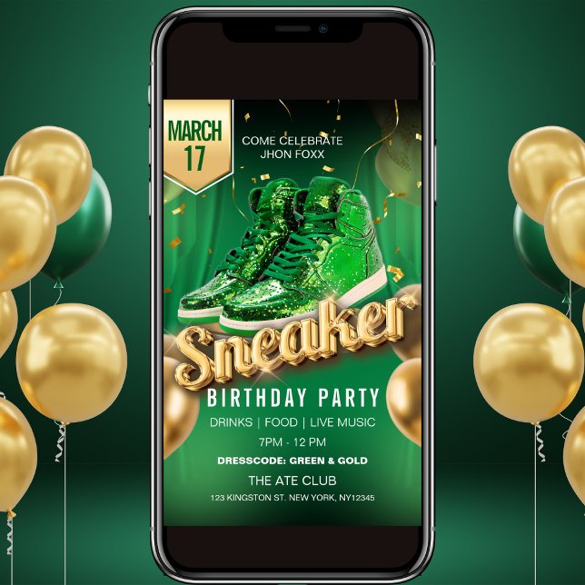 Green Gold Basket Ball Party Invitation (Créateur téléchargé)