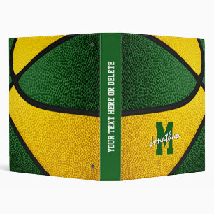 green gold basketball team colours boys girls binder