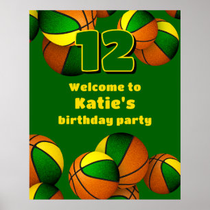 green gold basketball team colours party welcome poster