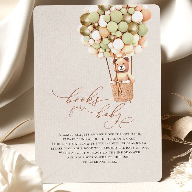 Green Gold Bear Balloons Baby Books Enclosure Card (Creator Uploaded)