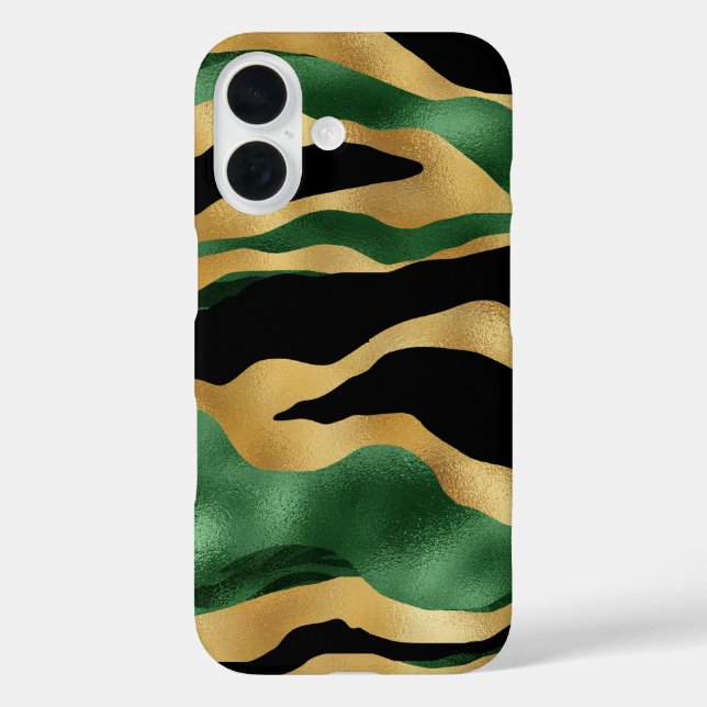Green Gold Black Glitter Waves Case-Mate iPhone Case (Back)