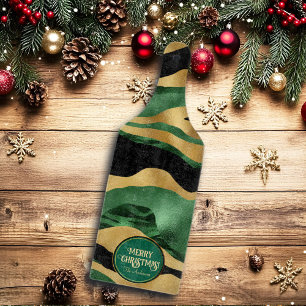Green Gold Black Glitter Waves Cutting Board