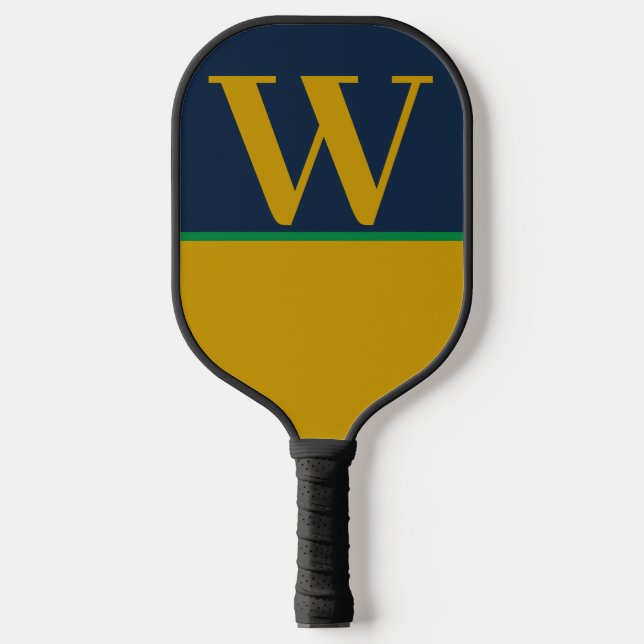 Green Gold Blue College Monogram Pickleball Paddle (Front)