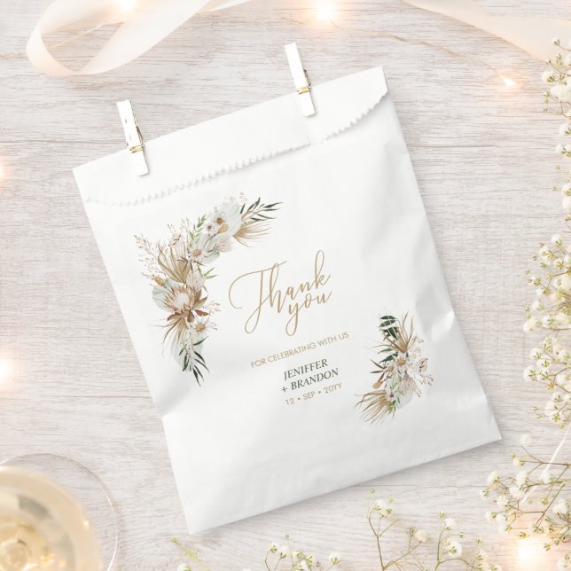 Green & Gold Bohemian Boho Wedding Favour Bags (Clipped)