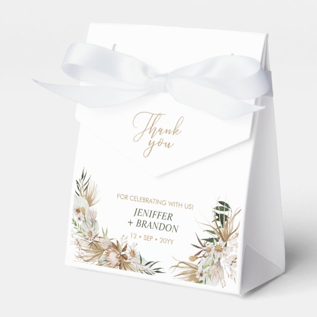 Green & Gold Bohemian Boho Wedding Favour Bags Favor Box (Front Side)