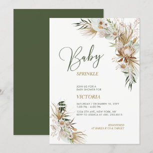 Green & Gold Boho Botanical Baby Sprinkle Invitation