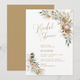 Green & Gold Boho Botanical Bridal Shower Invitation