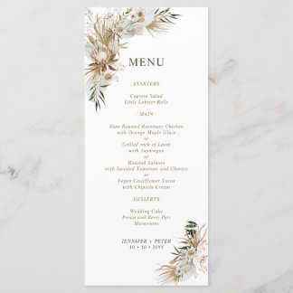 Green & Gold Boho Botanical Wedding Menus