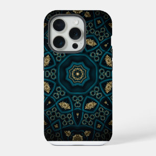 Green Gold Boho Rosette Mandala iPhone 15 Pro Case