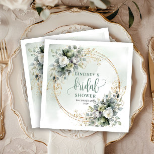 Green Gold Botanical Bridal Shower Party Napkins
