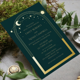 Green Gold Celestial Photo Sun Moon Foil Wedding