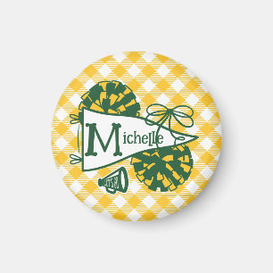 Green Gold Cheer Pennant Personalized Locker Magnet