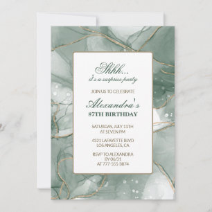 Green Gold Chic Luxury Surprise 87th birthday Invitation
