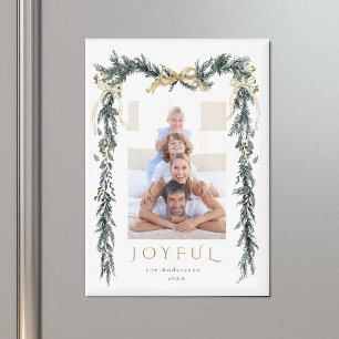 Green & Gold Christmas Frame Photo Holiday Joyful Magnet