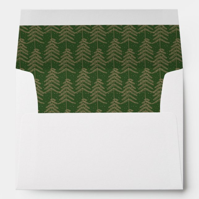 Green Gold Christmas Pine Tree Return Address Envelope (Back (Bottom))