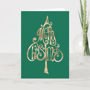 Green Gold Christmas Tree Card