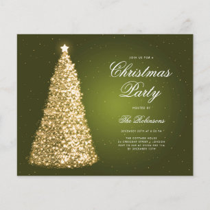 Green Gold Christmas Tree Invite Program Menu