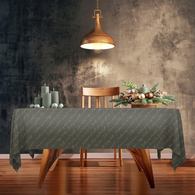 Green Gold Christmas Typography Pattern36 ID1009 Tablecloth (Creator Uploaded)
