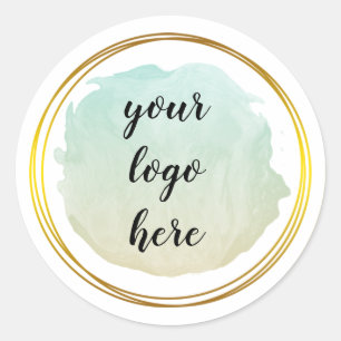 Green Gold Circle Rings Glitter Custom Logo  Class Classic Round Sticker