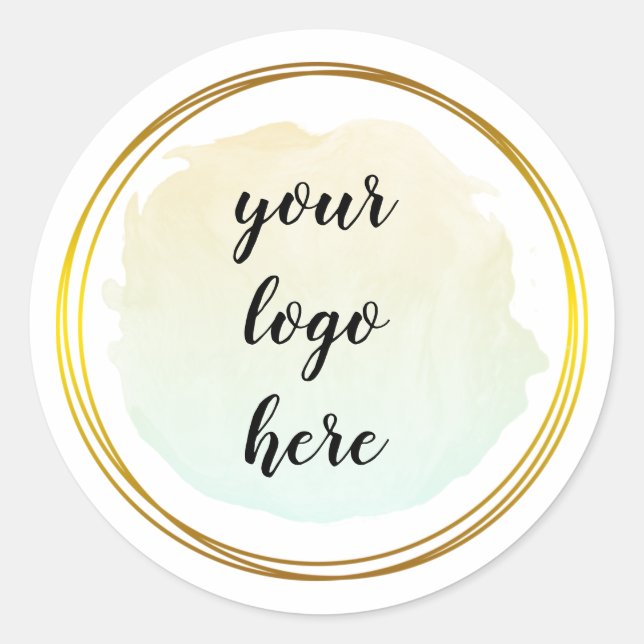 Green Gold Circle Rings Glitter Custom Logo  Class Classic Round Sticker (Front)