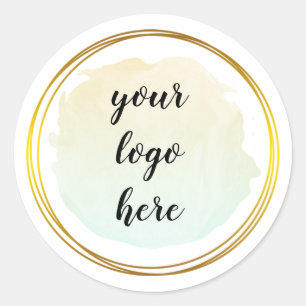 Green Gold Circle Rings Glitter Custom Logo  Class Classic Round Sticker