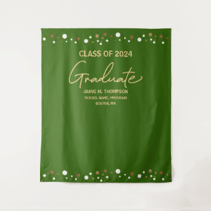 Green Gold Class of 2024 backdrop graduation Tapestry