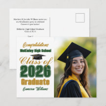 Green Gold Class of 2026 Graduate Photo Graduation