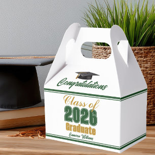 Green Gold Class of 2026 Graduation Party Favor Box
