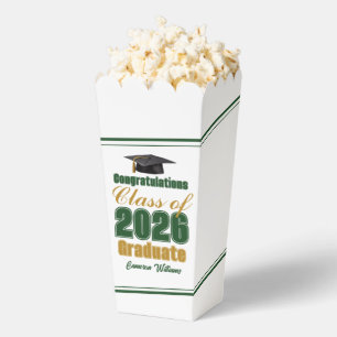 Green Gold Class of 2026 Graduation Party Popcorn Favor Box