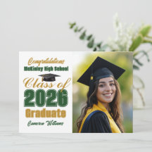 Green Gold Class of 2026 Photo Graduation