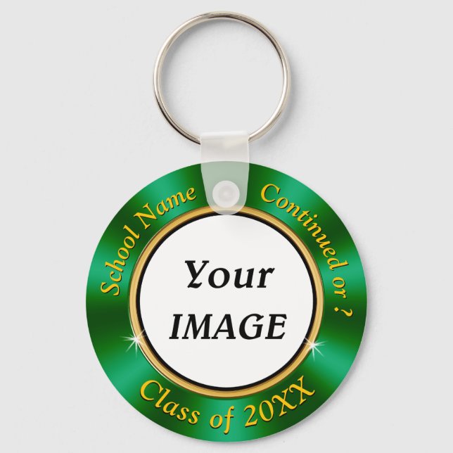 Green Gold Class Reunion Souvenirs,  School Photo Keychain (Front)