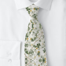 Green Gold Clover Shamrock Botanical | Neck Tie