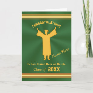Green Gold College or High School Graduation Cards