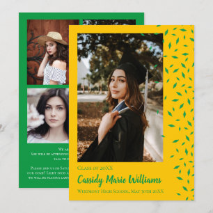 Green Gold Confetti Graduation Announcement