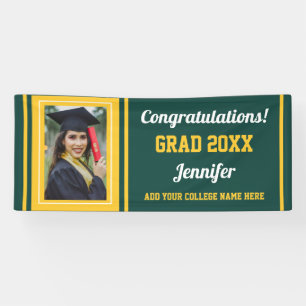 Green Gold Congrats Grad Custom Photo Graduation Banner