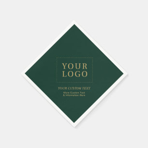 Green & Gold Custom Business Logo Promotional Napkin