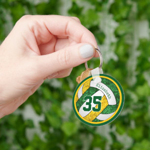 green gold custom gifts for girls volleyball team keychain